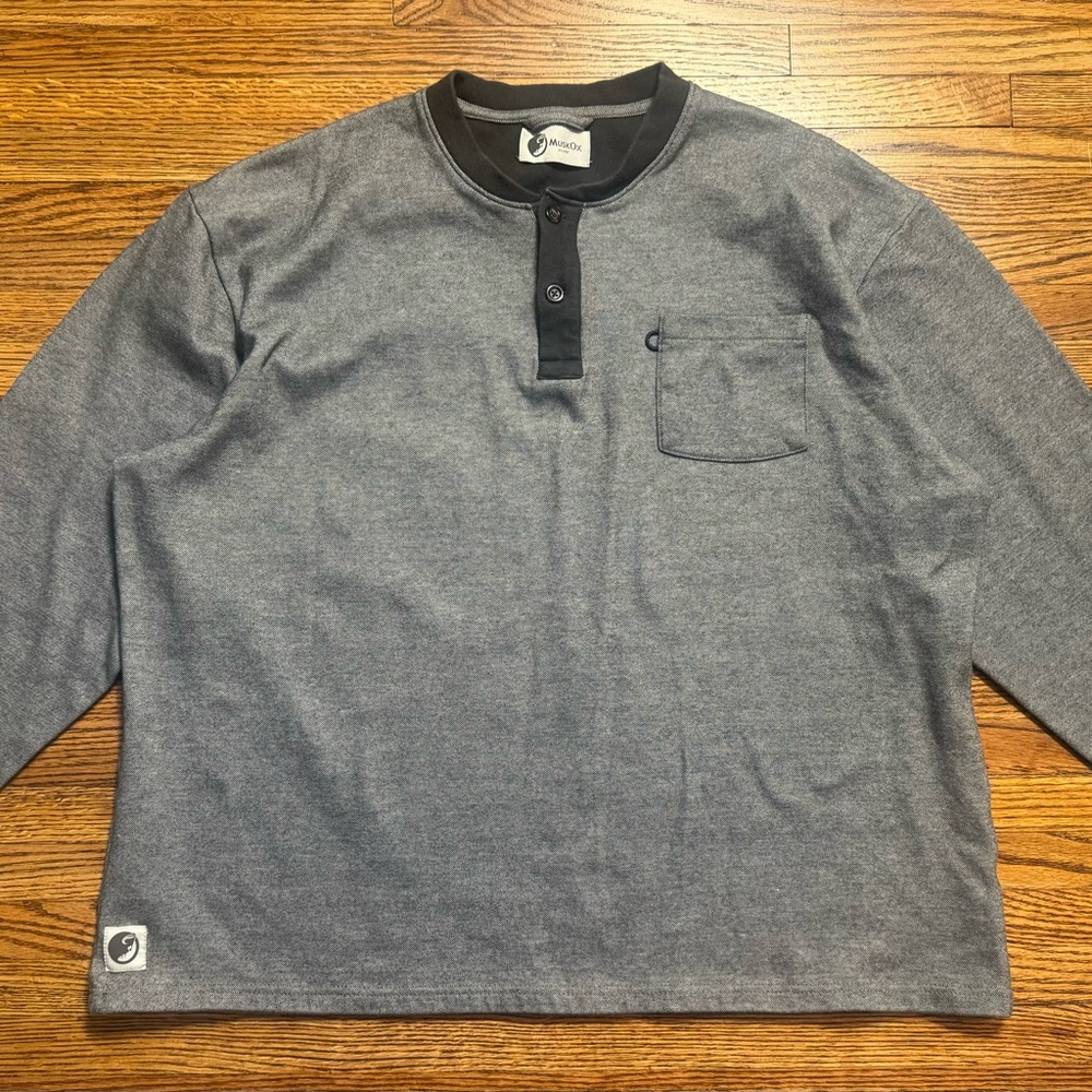 MuskOx Sweater Mens XXL Gray 1/4 Zip Flannel Outdoor Hiking